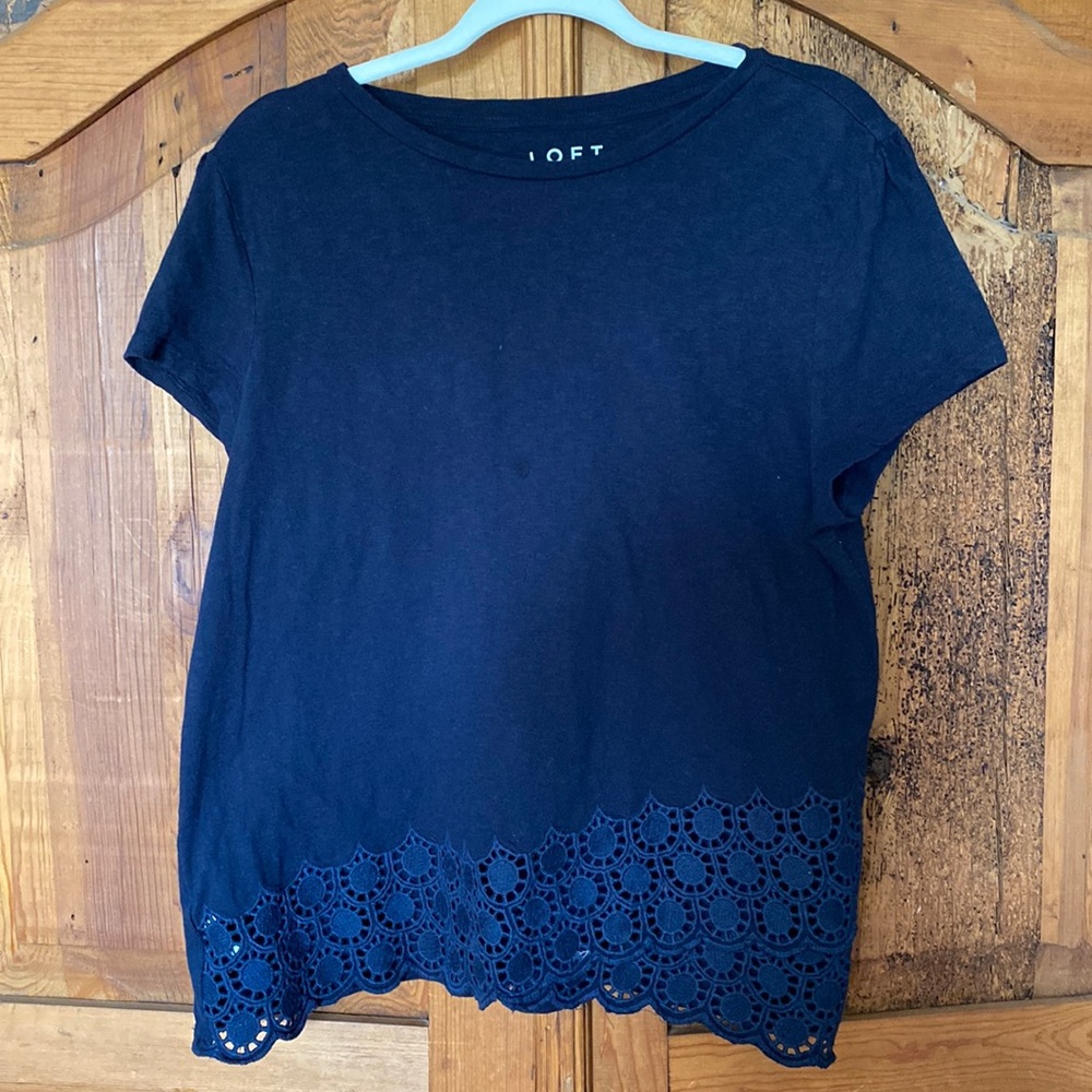 Ann Taylor LOFT Navy Blue Elevated T